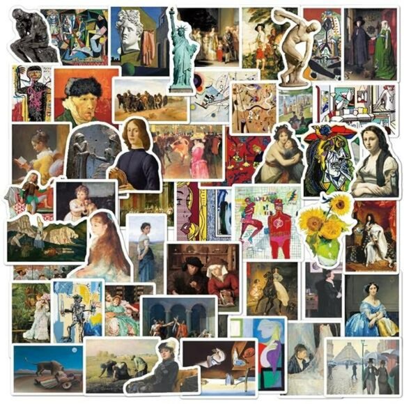 Famous Art Stickers Pack 104pcs Waterproof Aesthetic Vinyl Laptop Decals - Picture 2 of 8